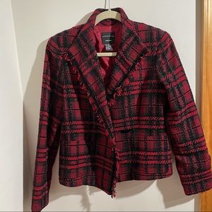 Doncaster Red and Black Plaid Fringe Wool